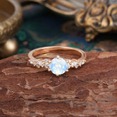 Luxury 6-Prong Round Cut Moonstone Ring